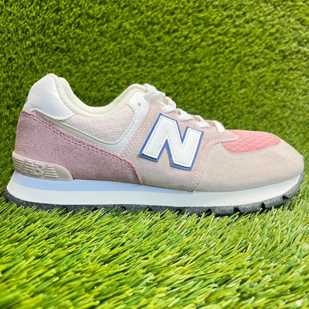 New Balance 574 Girls Size 6Y Pink White Athletic Running Walking Shoes Sneakers